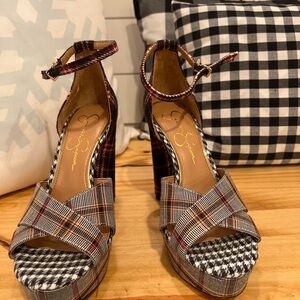 Jessica Simpson Tartan Plaid Platform Heels